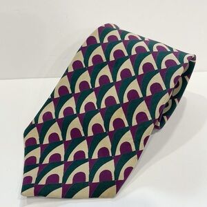 Isaac Zelcer Mens‎  Imported Silk Tie Geometric Career Business
